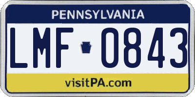 PA license plate LMF0843