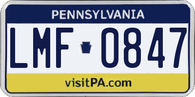 PA license plate LMF0847