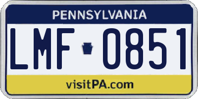 PA license plate LMF0851