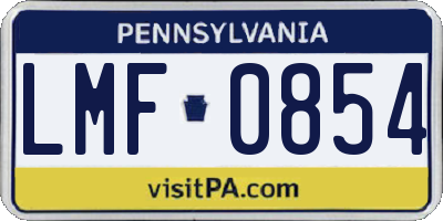 PA license plate LMF0854
