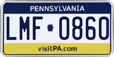 PA license plate LMF0860