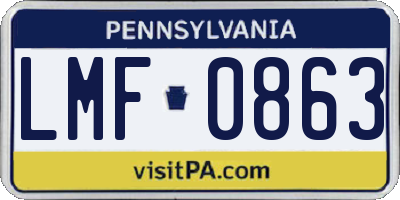 PA license plate LMF0863