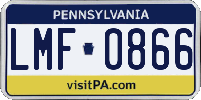 PA license plate LMF0866