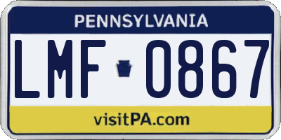 PA license plate LMF0867