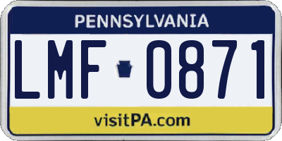 PA license plate LMF0871