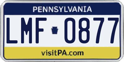 PA license plate LMF0877
