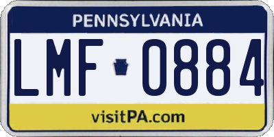PA license plate LMF0884