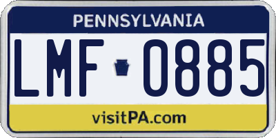 PA license plate LMF0885