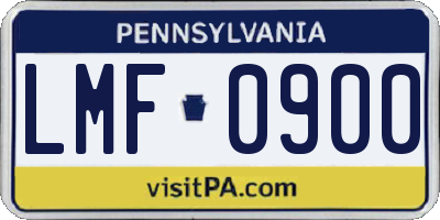 PA license plate LMF0900