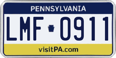 PA license plate LMF0911