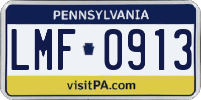 PA license plate LMF0913