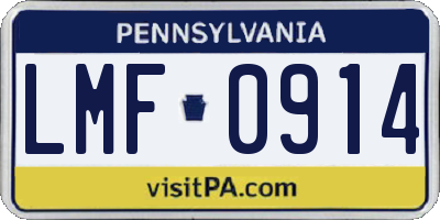 PA license plate LMF0914