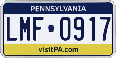 PA license plate LMF0917