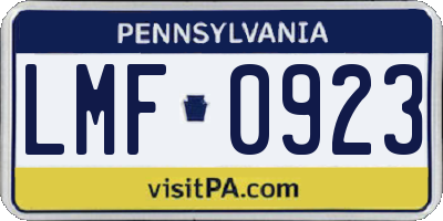 PA license plate LMF0923