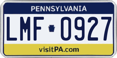 PA license plate LMF0927