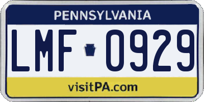 PA license plate LMF0929