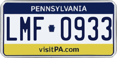 PA license plate LMF0933