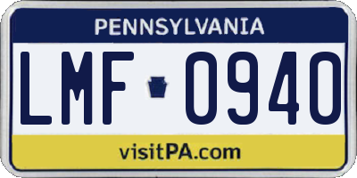 PA license plate LMF0940