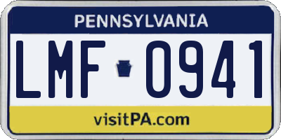 PA license plate LMF0941