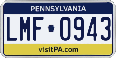 PA license plate LMF0943