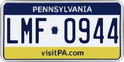PA license plate LMF0944