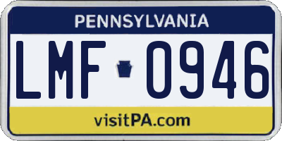 PA license plate LMF0946