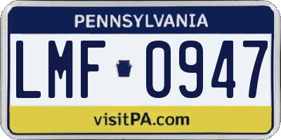 PA license plate LMF0947