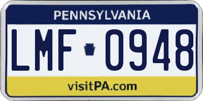 PA license plate LMF0948