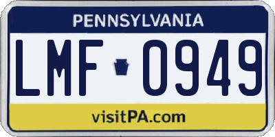 PA license plate LMF0949