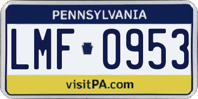PA license plate LMF0953