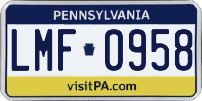 PA license plate LMF0958