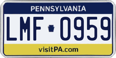 PA license plate LMF0959