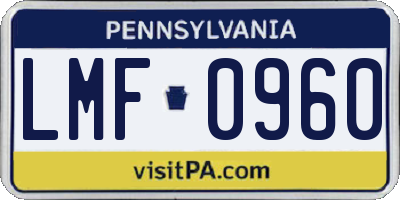 PA license plate LMF0960