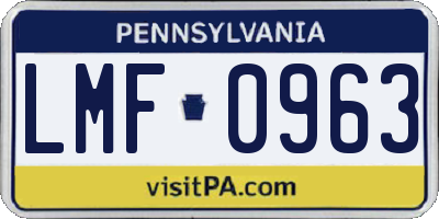 PA license plate LMF0963