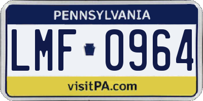 PA license plate LMF0964