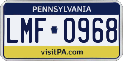 PA license plate LMF0968