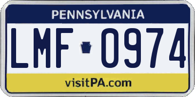 PA license plate LMF0974