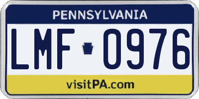 PA license plate LMF0976