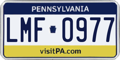 PA license plate LMF0977