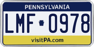PA license plate LMF0978