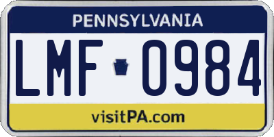 PA license plate LMF0984