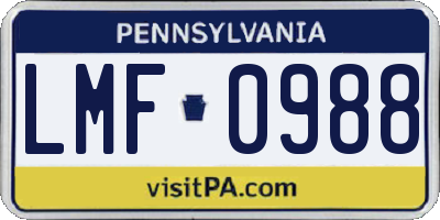 PA license plate LMF0988