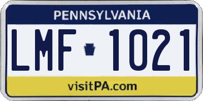 PA license plate LMF1021