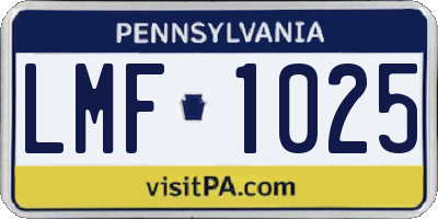 PA license plate LMF1025