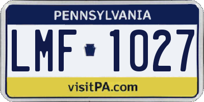 PA license plate LMF1027