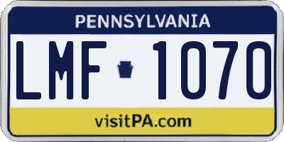 PA license plate LMF1070