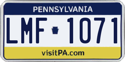 PA license plate LMF1071