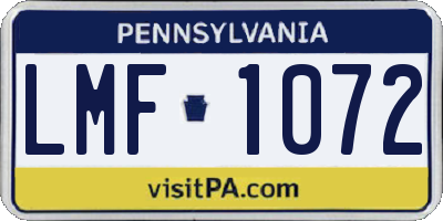PA license plate LMF1072
