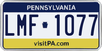 PA license plate LMF1077