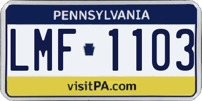 PA license plate LMF1103